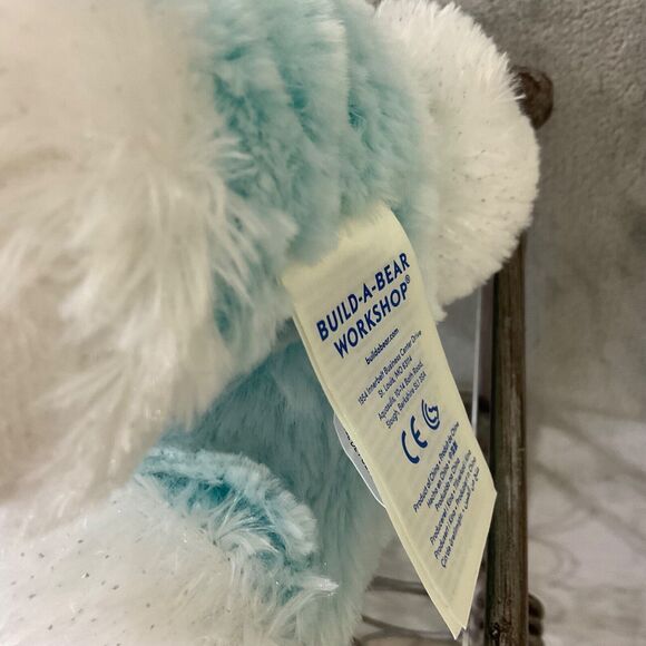 Build-A-Bear 2018 Merry Mint Blue White Bunny Rabbit Sparkle Plush  w sound - Picture 5 of 13